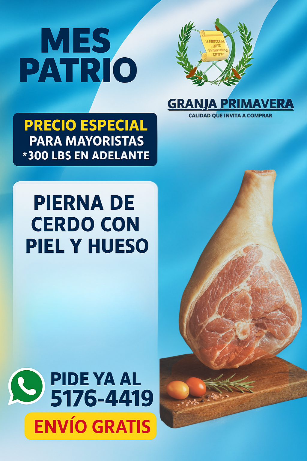 Pierna de Cerdo Con Piel y Hueso